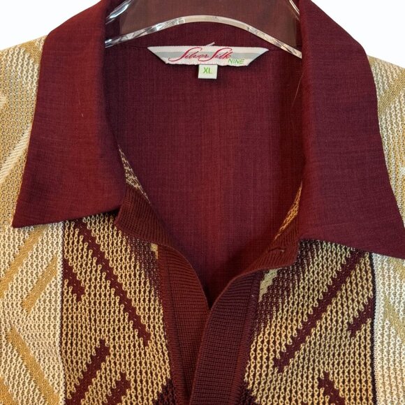 Silversilk 9 Mens L‎ Short Sleeve Silk Knit Button Polo Shirt Rockabilly Mod - Picture 7 of 8